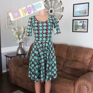 NWT LuLaRoe Burgundy & Green Nicole Dress Small